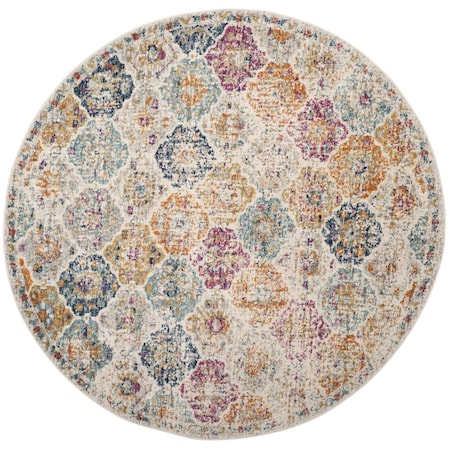 Safavieh 5 x 5 ft. Madison Power Loomed Round Area RugCream & Multi-Color MAD611B-5R